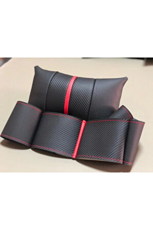 Seyahat Araç Araba Oto Boyun Yastığı Ve Karbon-nokta Desen Deri Direksiyon Kılıfı