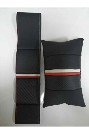 Dikmeli Deri Direksiyon Kılıfı Ve Oto Arac Seyahat Araba Boyun Yastığı Karbon- Nubuk