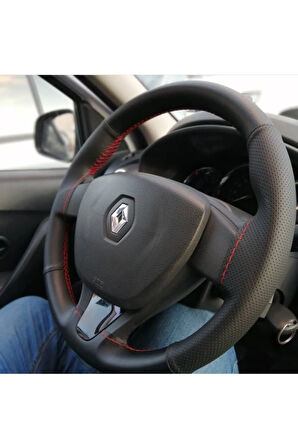 Renault Symbol Düz Noktalı Deri Direksiyon Kılıfı