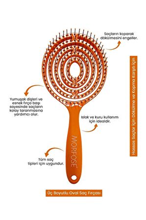 Morfose Turuncu Pro Üç Boyutlu Oval Saç Fırçası