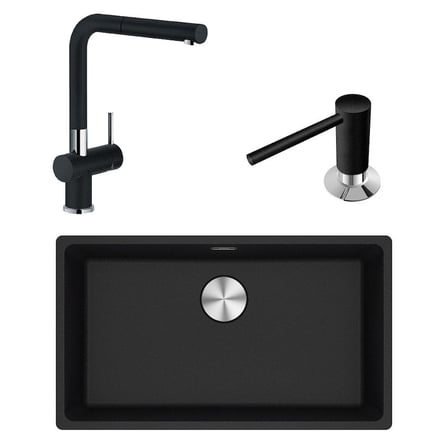 Franke MRG 110-72 Üçlü Set, Nero renk, Evye - Armatür - Sabunluk