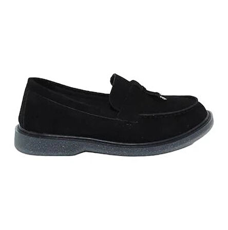 Mergenshoes G058 Siyah Süet Kauçuk Taban Kadın Günlük Ayakkabı