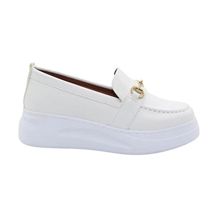 Mergenshoes Bf0685 Beyaz Yüksek Taban Kadın Günlük Ayakkabı