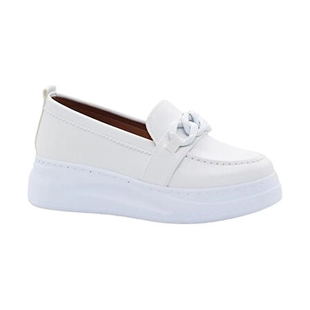 Mergenshoes Bf0775 Beyaz Yüksek Taban Kadın Günlük Ayakkabı