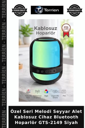 Özel Seri Melodi Seyyar Alet Kablosuz Cihaz Bluetooth Hoparlör GTS-2149 Siyah