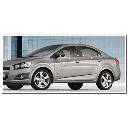 Chevrolet Aveo Sedan Krom Cam Çıtası 2006-2011 4 Parça Paslanmaz Çelik