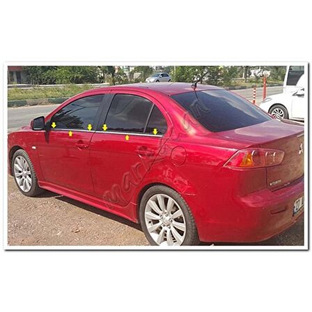 Mitsubishi Lancer Krom Cam Çıtası 2008 Sonrası 4 Parça Paslanmaz Çelik