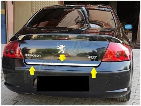 Peugeot 407 Krom Bagaj Alt Çıta 2004-2010 Paslanmaz Çelik