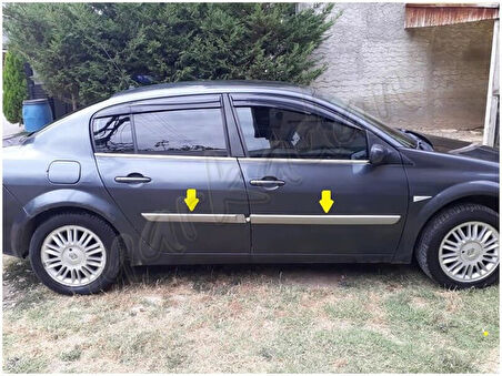 Renault Megane 2 Sedan Krom Yan Kapı Çıtası 2004-2010 4 Parça Paslanmaz Çelik