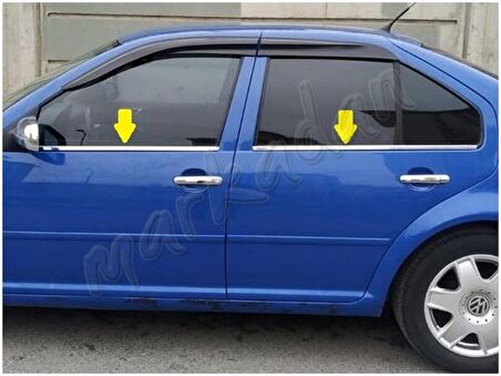 VW Bora Krom Cam Çıtası 1998-2004 4 Parça Paslanmaz Çelik