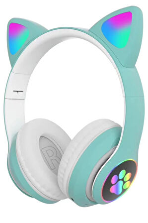 STN28 Kablosuz Kedi Kulaklık - Yeşil-(5796)