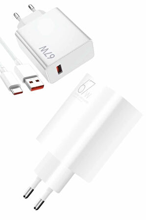 Beyaz Ultra Plus Hızlı Şarj Seti Şarj Adaptörü ve Kablosu 67W