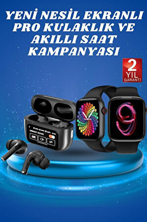 Ekranlı Yeni Nesil Pro Kulaklık ve Akıllı Saat Kampanyası Kulak İçi Mikrofonl