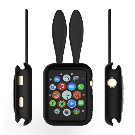 Ally Apple Watch 1-2-3-4 42mm Tavşan Figürü Silikon Kılıf-(5775)