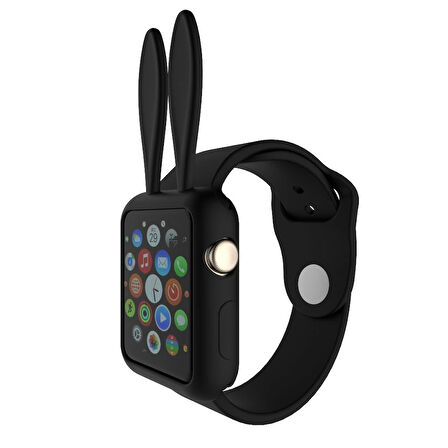 Ally Apple Watch 1-2-3-4 42mm Tavşan Figürü Silikon Kılıf-(5775)