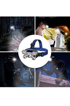 5 LED Far Şarj Edilebilir Güçlü Kafa Lambası Kamp Lambası 4 Modlu (Kopya)