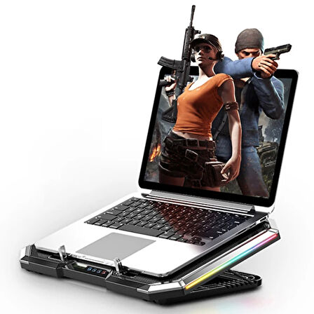 MC Q8 6 Fanlı Oyuncu Notebook Soğutucu Stand Yükseklik Ayarlanabilir Led Işıkl?