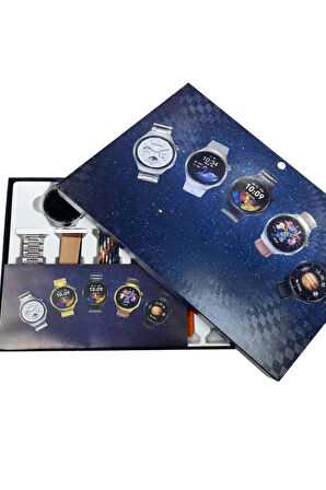 Unısex Yuvarlak Ekranlı 7 Kordonlu Akıllı Saat GPS Destekli Çoklu Kordon Seçen