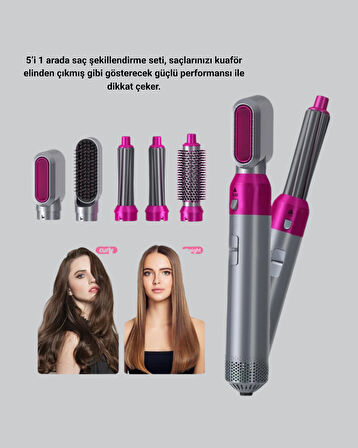 5’i 1 Arada Saç Şekillendirici Set Kuaför Düzeyinde Performans ve Ergonomik Ta