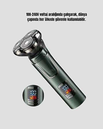 3D Akıllı Kesim Teknolojili Şarjlı Tıraş Seti – 3 Başlıklı Paslanmaz Çel