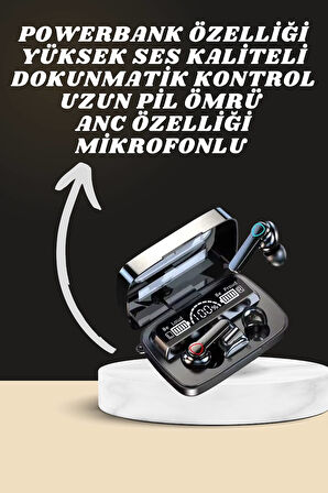 Dijital Göstergeli Powerbank Kulaklık ve 7 Kordonlu Yeni Nesil Akıllı Saat Amole