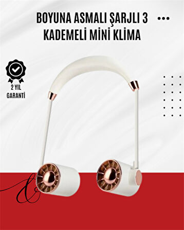 USB Şarjlı Katlanabilir Boyun Fanı | 3 Kademeli Sessiz ve Taşınabilir Tasarım
