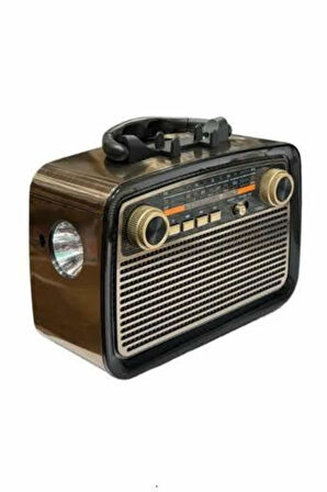 Nostalji Radyo Bluetooth Hoparlör USB-SD Kart Giriş Led Fener Işıklı Bataryalı
