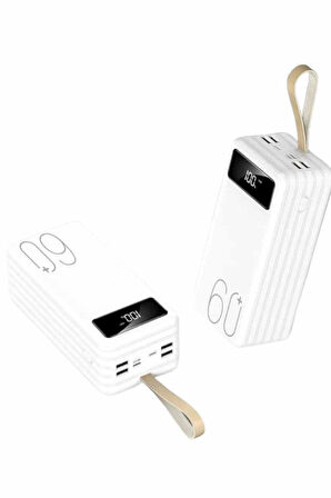 Powerbank 60.000 Mah Taşınabilir Şarj Hızlı El Fenerli Dijital Göstergeli
