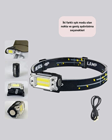 Kafa Lambası Led Fener Pratik Taşınabilir Ayarlanabilir USB Şarjlı