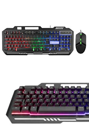 Işıklı Oyuncu Q Klavye Mouse Seti Siyah Gaming Oyuncu Klavye