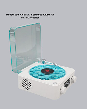 Bluetooth Hoparlörlü Gece Lambası Dijital Saat Ekranlı Su Dalgası Efektli Dekor