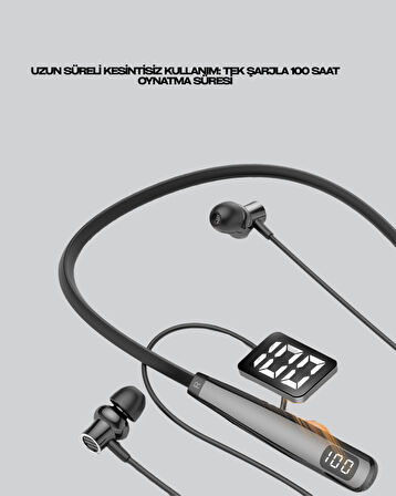 Y12 Bluetooth Boyun Bantlı Kulaklık – 100 Saat Pil Bluetooth 5.3 Dokunmatik Kont