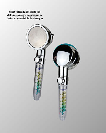 Rahatlatıcı Yağmur Etkili El Duşu – Döner Pervaneli Dayanıklı ve Şık Tasa