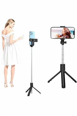 Selfie Çubuğu Tripod Bluetooth Kumandalı Selfie Çubuğu Telefon Tutucu
