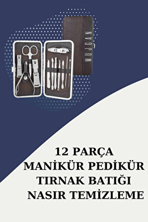 12 Parça Paslanmaz Çelik Kompakt ve Taşınabilir Manikür Makası Tırnak Makası