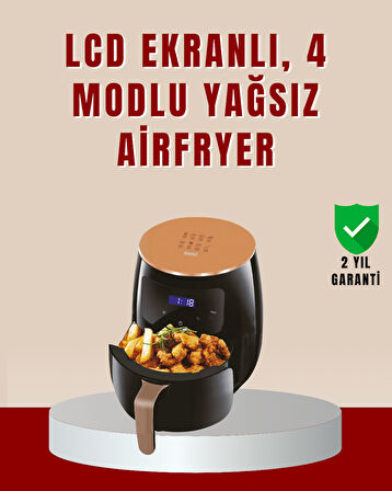 6 Litre Büyük Kapasiteli Dokunmatik Airfryer 2400W Yağsız Fritöz