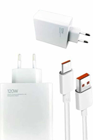 120W Şarj Aleti Hızlı Çift Turbo Şarj Aleti Seti Beyaz