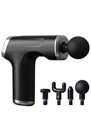 Şarjlı Masaj Tabancası 4 Başlıklı Mini Masaj Tabancası ve Masaj Aleti