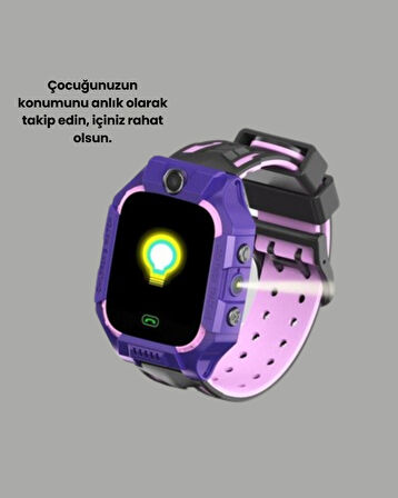 S10 Mor Çocuk Takip Saati Elektronik Bariyer ve Sesli Mesaj Destekli