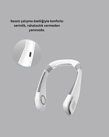 Çocuk ve Yetişkinler İçin Güvenli Şarjlı Boyun Fanı