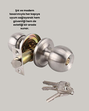 Estetik Güvenli Topuzlu Kapı Kilidi