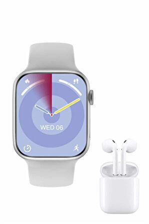 Yeni Nesil Akıllı Saat Ve Kulaklık Seti Gümüş Kasa Zarif Tasarım Çok Fonksiy