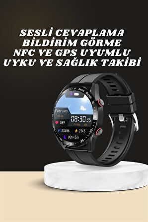 Akıllı Saat Amoled Ekran Metal Ve Deri Kordonlu Uyku ve Sağlık Takibi Titreşiml