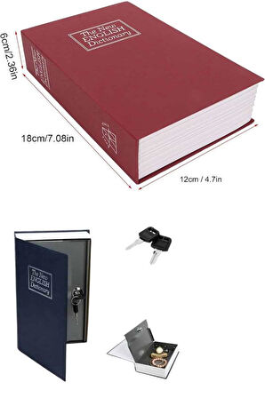 Gizli Kasa Kilitli Sözlük Görünümlü 18cm Gizli Kasa Büyük Boy Anahtarlı