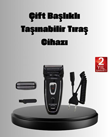 Şarjlı Kablosuz Tıraş Makinesi Çift Başlık Kuru Tıraş Ergonomik Taşınabil