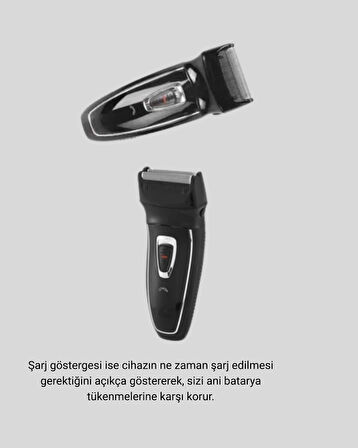 Şarjlı Kablosuz Tıraş Makinesi Çift Başlık Kuru Tıraş Ergonomik Taşınabil