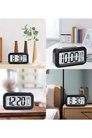 Işıklı Dereceli Masa Ofis Saati Alarmlı Termometre Takvim Çalar Saat