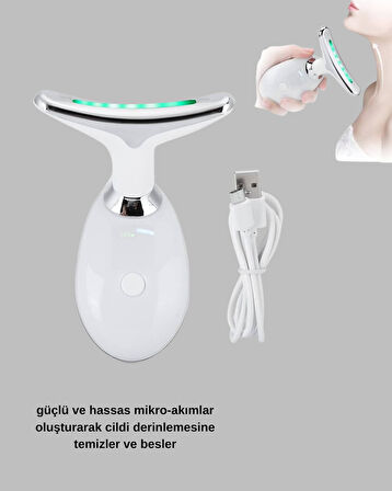 Yüz ve Boyun Sıkılaştırıcı Cilt Bakım Cihazı | EMS Mikro Akım & Kırışı