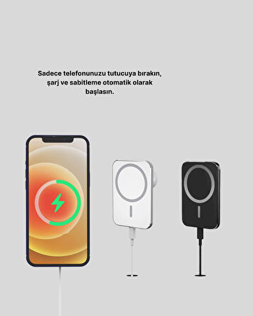 iPhone Serileri ile Uyumlu MagSafe Manyetik Araç Telefon Tutucu ve Şarj Cihazı