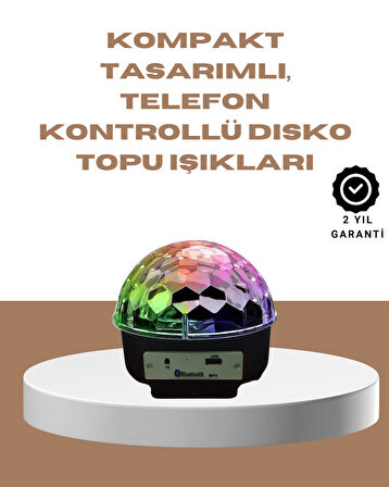 Taşınabilir Bluetooth Disko Topu Uzaktan Kumandalı Işık Efektleri
